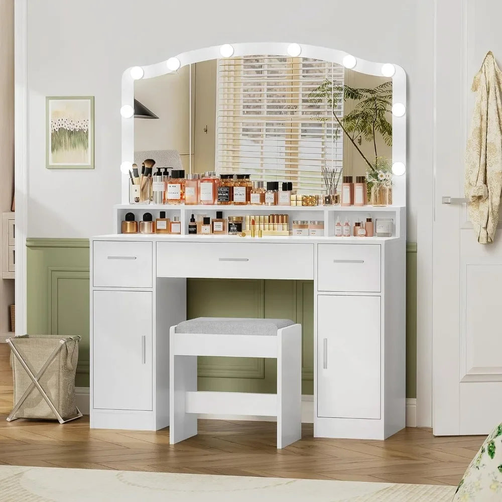 Makeup Vanity With 10 Led Lights White Desk