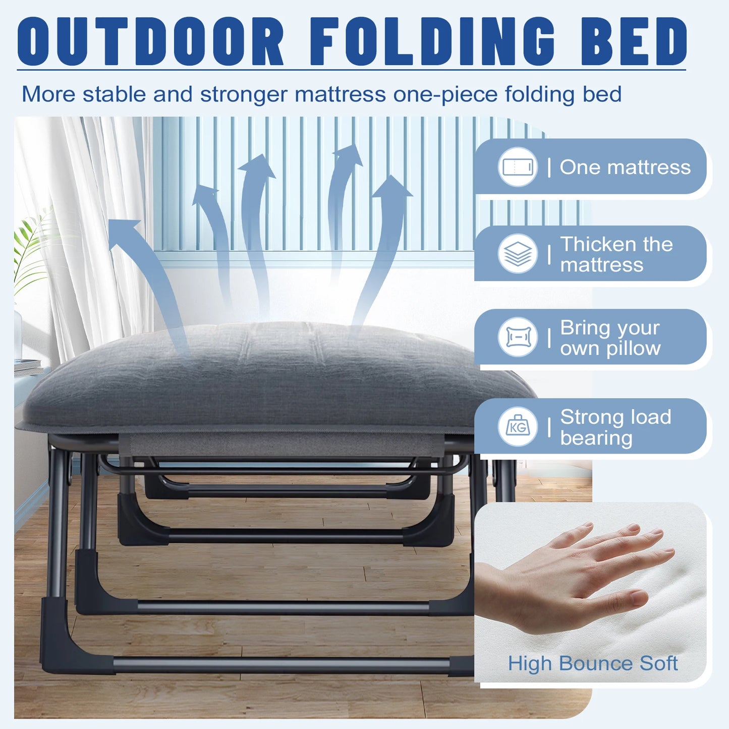 Cot with Mattress for Adults Portable & Folding