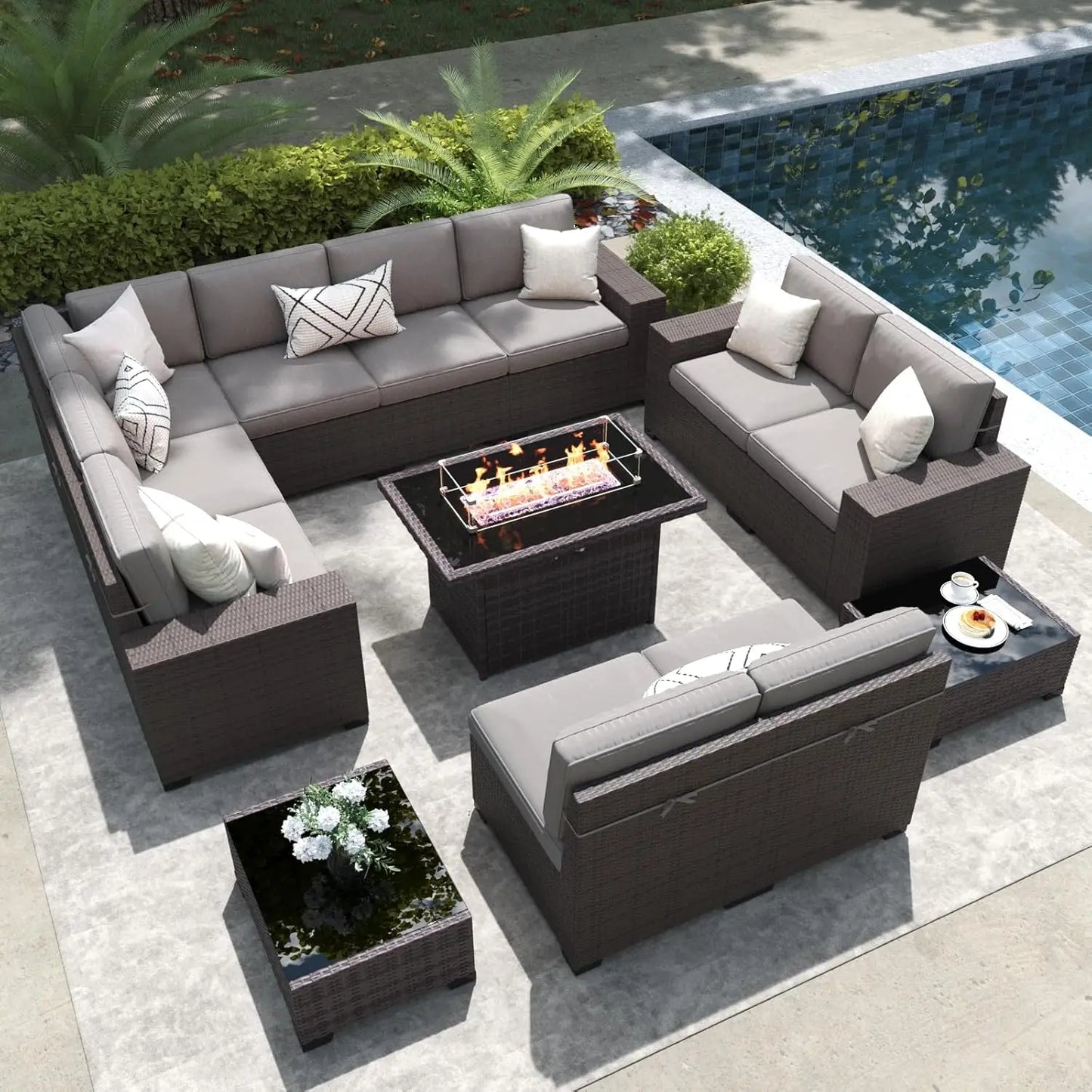 Outdoor Patio Furniture Set with Fire Pit Table