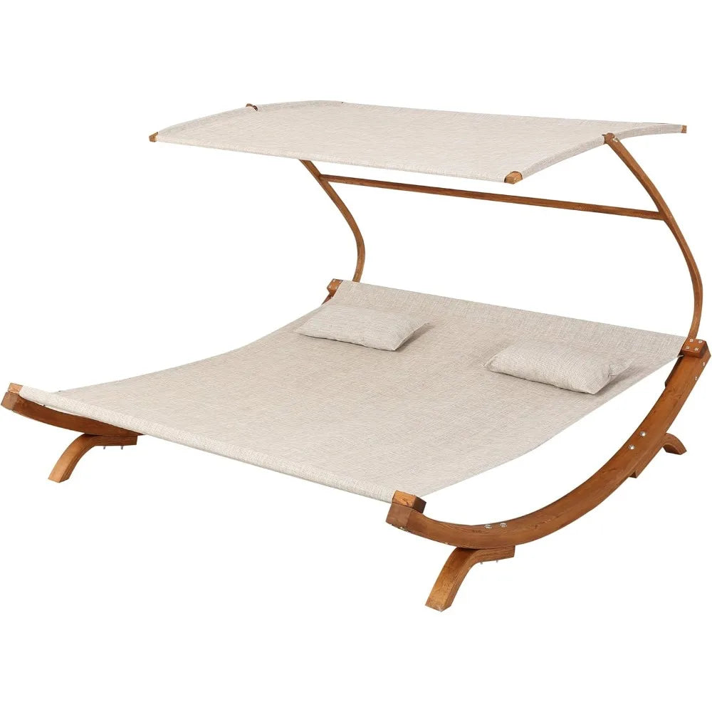 Patio Lounge Daybed Hammock with Adjustable Shade Canopy