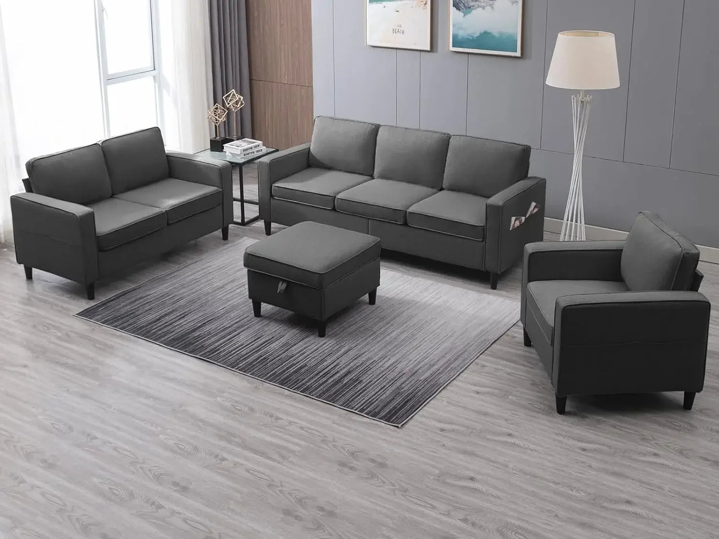 Convertible Sectional Sofa Couch with Storage Ottoman