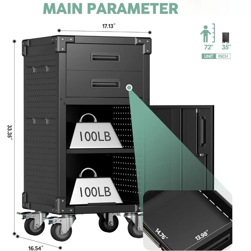 Garage Storage Cabinet, Heavy Duty Rolling Workbench Table