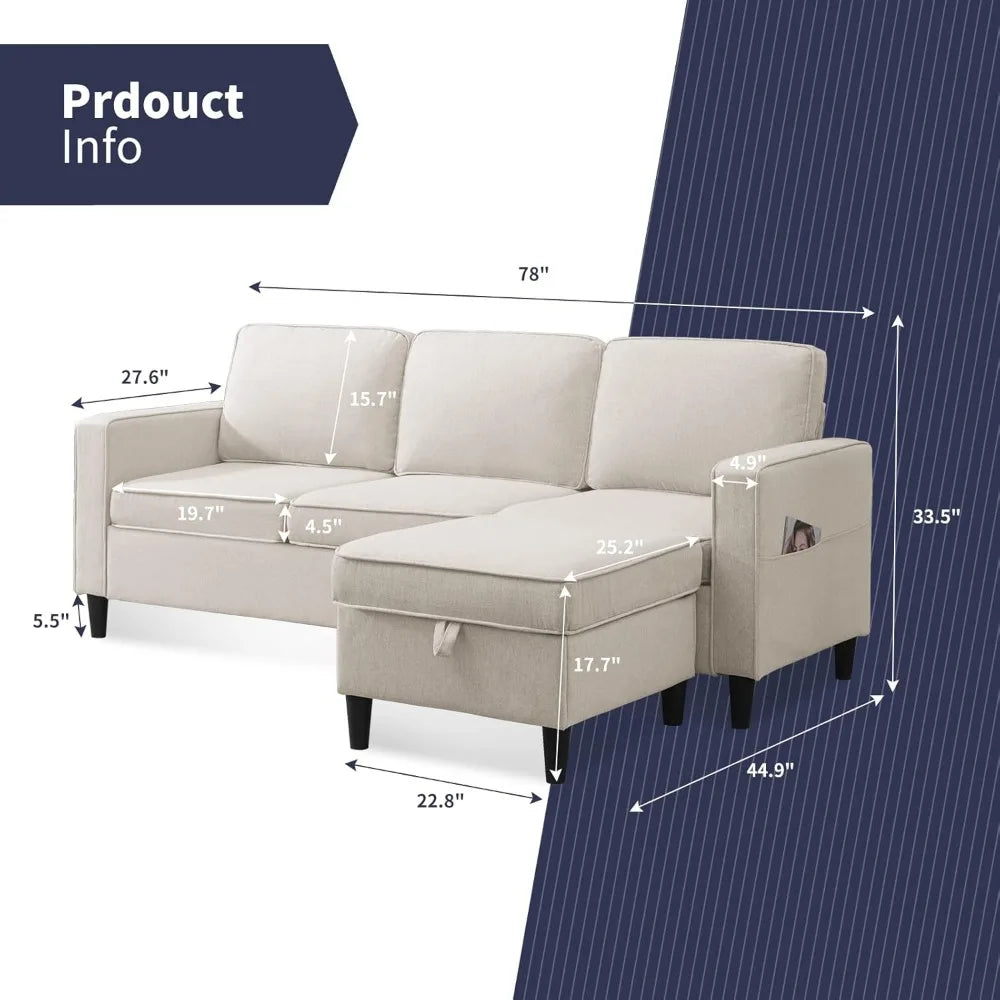 Sectional Sofa with Storage Ottoman