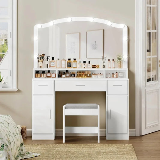 Makeup Vanity With 10 Led Lights White Desk