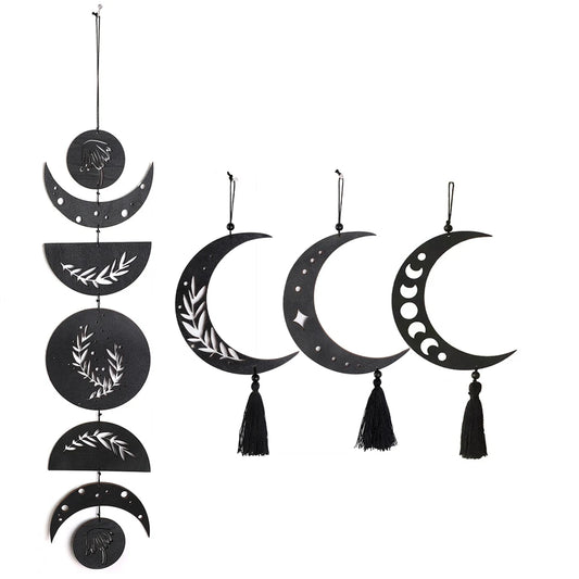 Wooden Moon Phase Garland Wall Hanging Decor