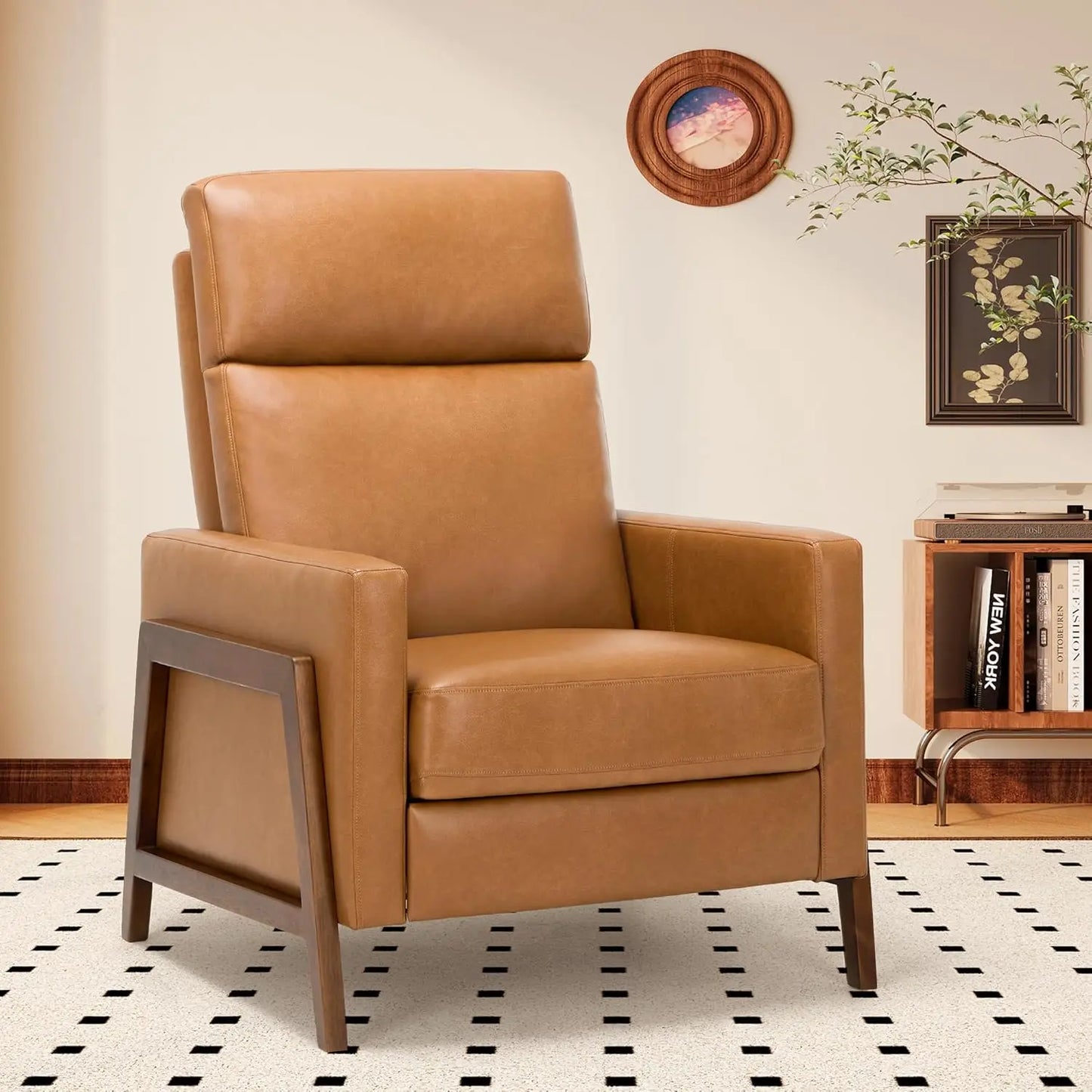 Push Back Recliner Mid Century Modern Wingback Chair