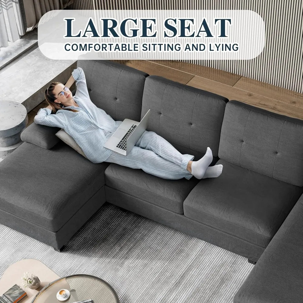 Sectional U Shaped Couch with Double Chaises