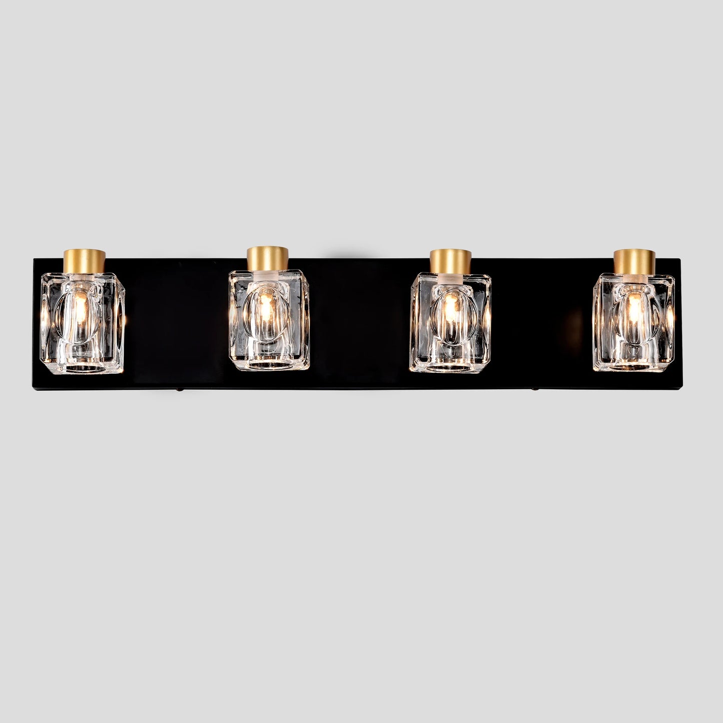 4-Light Matte Black + Gold Bathroom Light Fixtures