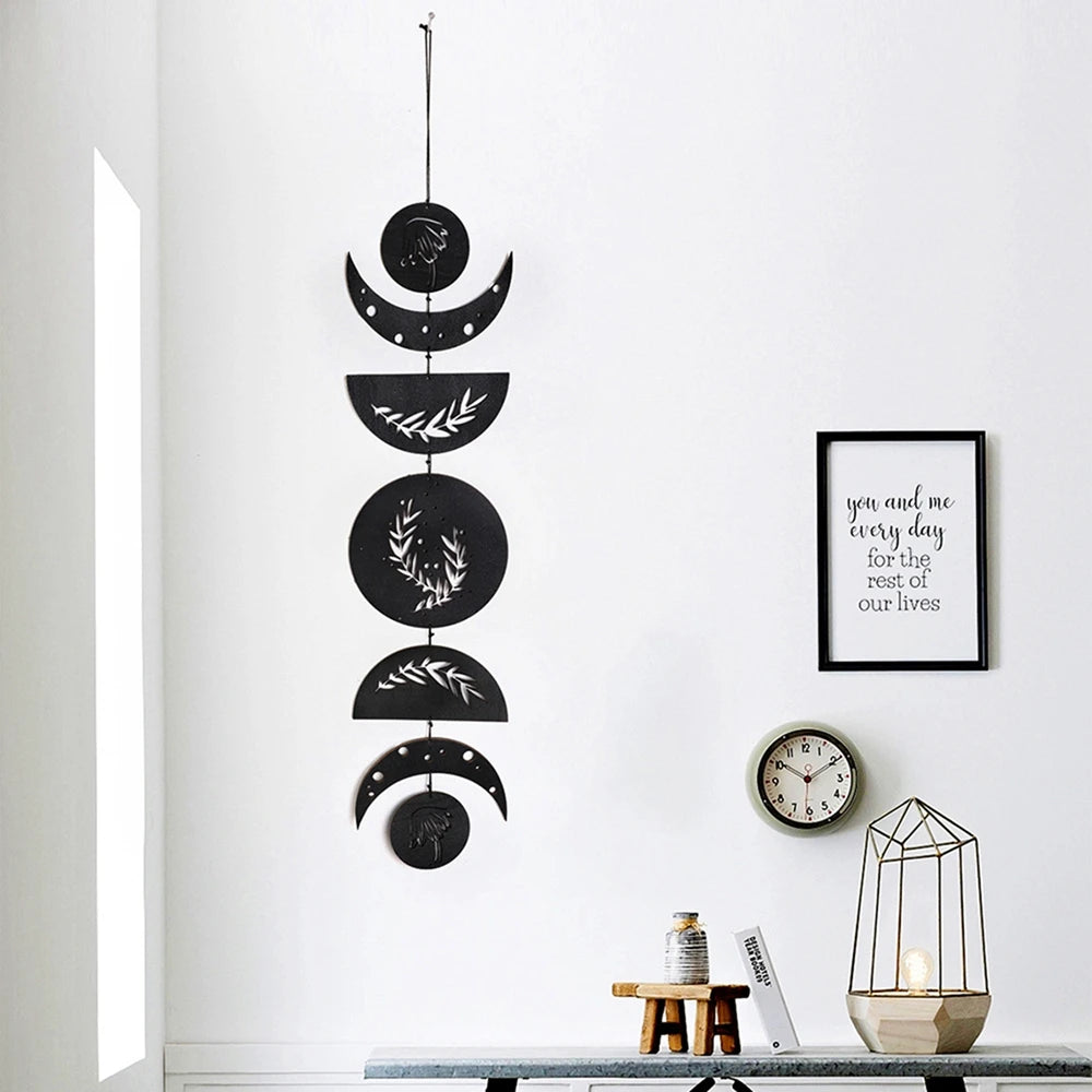 Wooden Moon Phase Garland Wall Hanging Decor