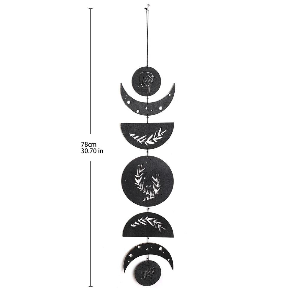 Wooden Moon Phase Garland Wall Hanging Decor