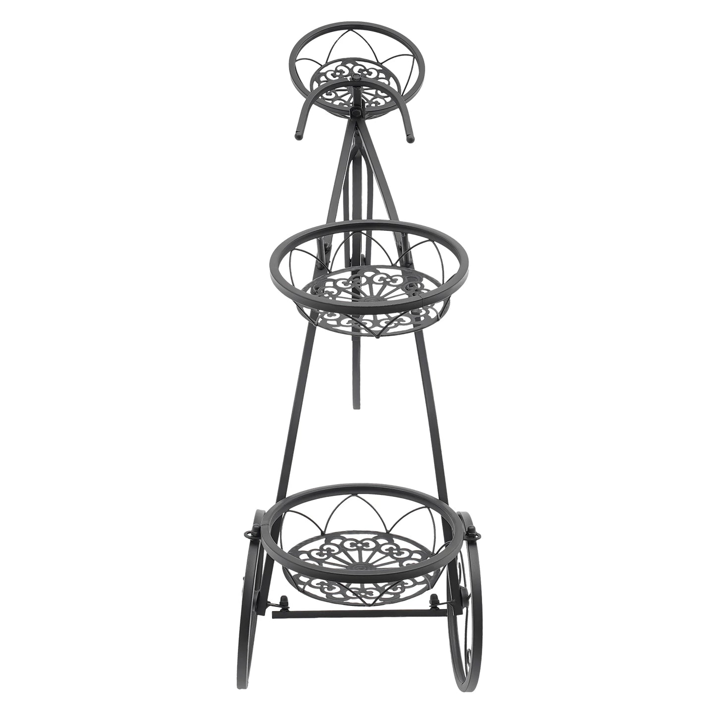 Black Metal Bicycle Planter Stand For Indoor / Outdoor