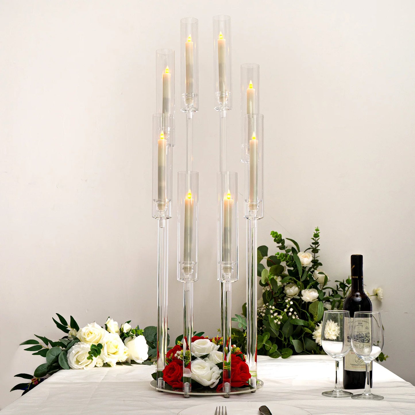 8 Arms Clear Candlesticks Holder for Wedding Decorations