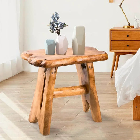 Wood Step Stool, Indoor Plant Stand, Live Edge