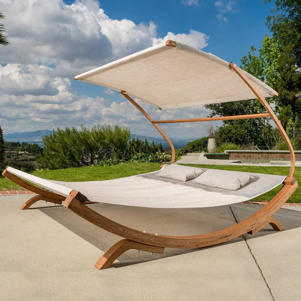 Patio Lounge Daybed Hammock with Adjustable Shade Canopy