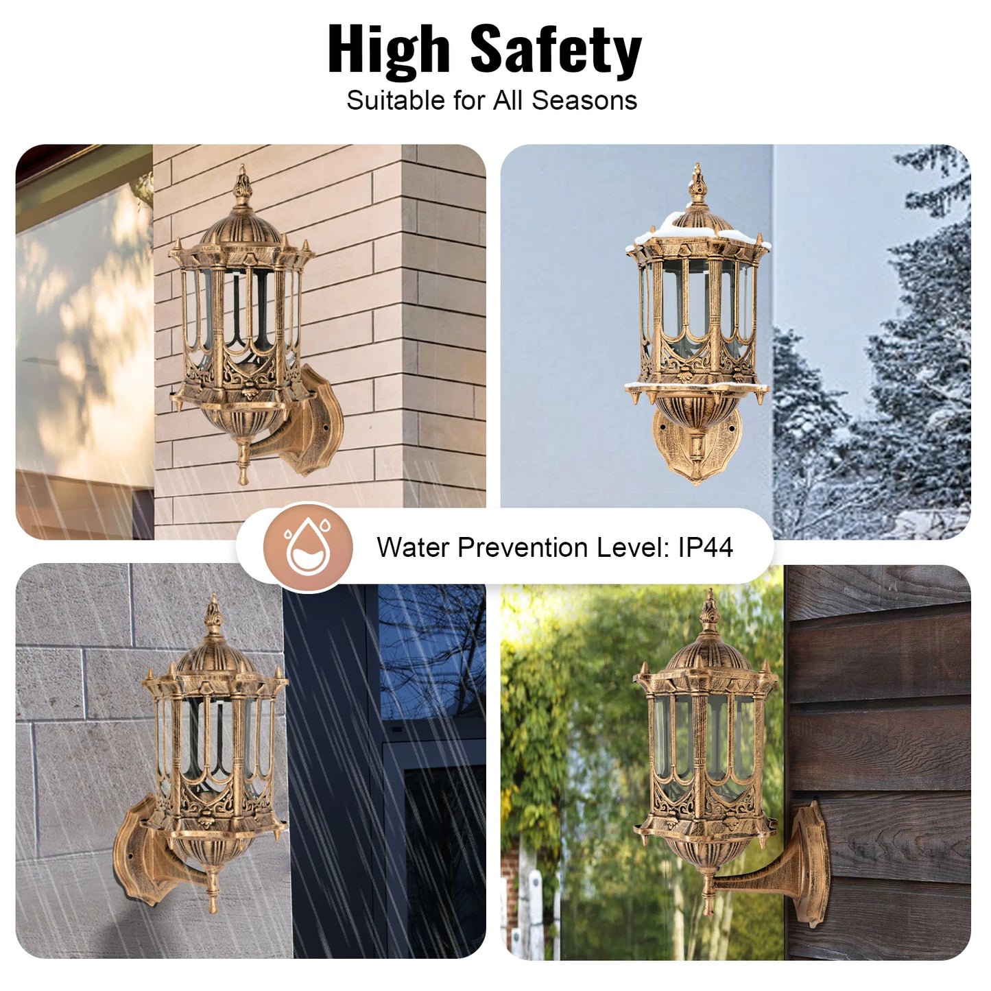 Retro Outdoor Wall Light Antique Brass Lantern