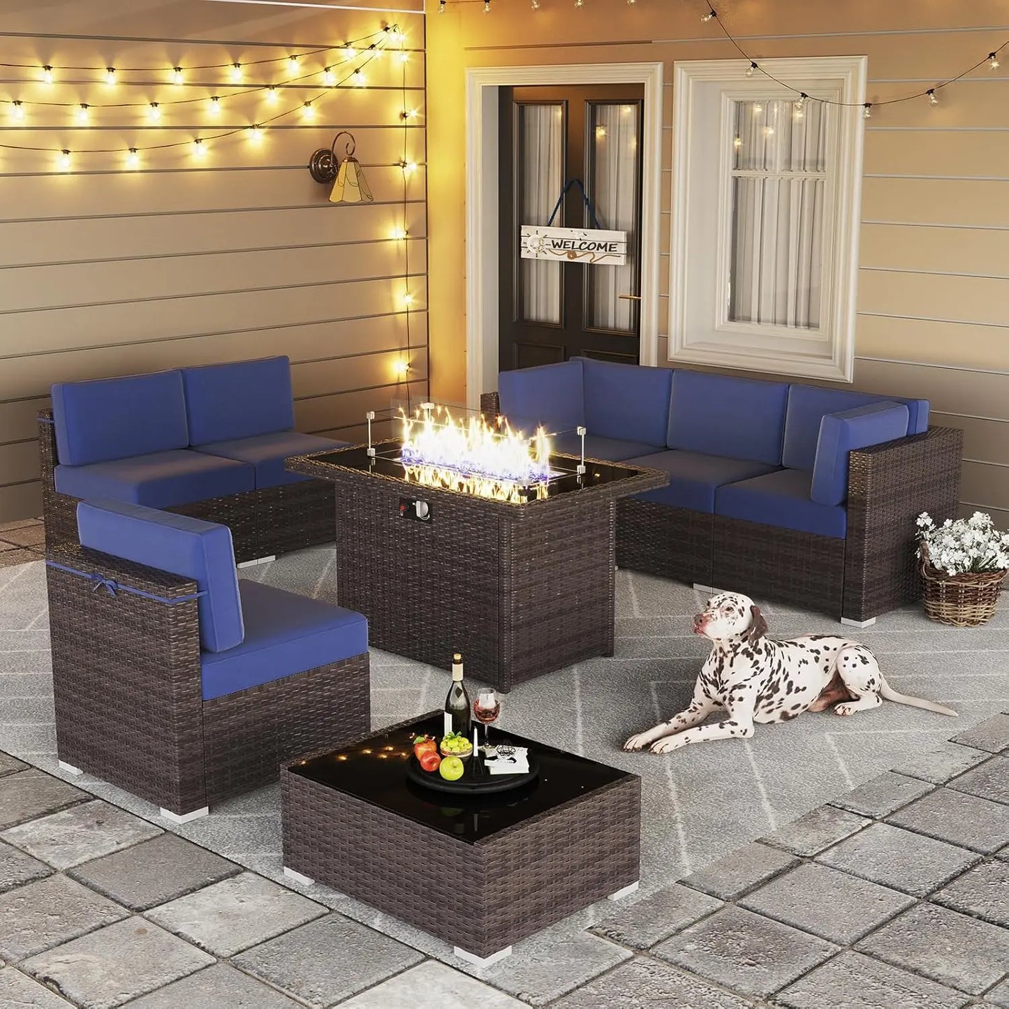 Outdoor Patio Furniture Set with Fire Pit Table