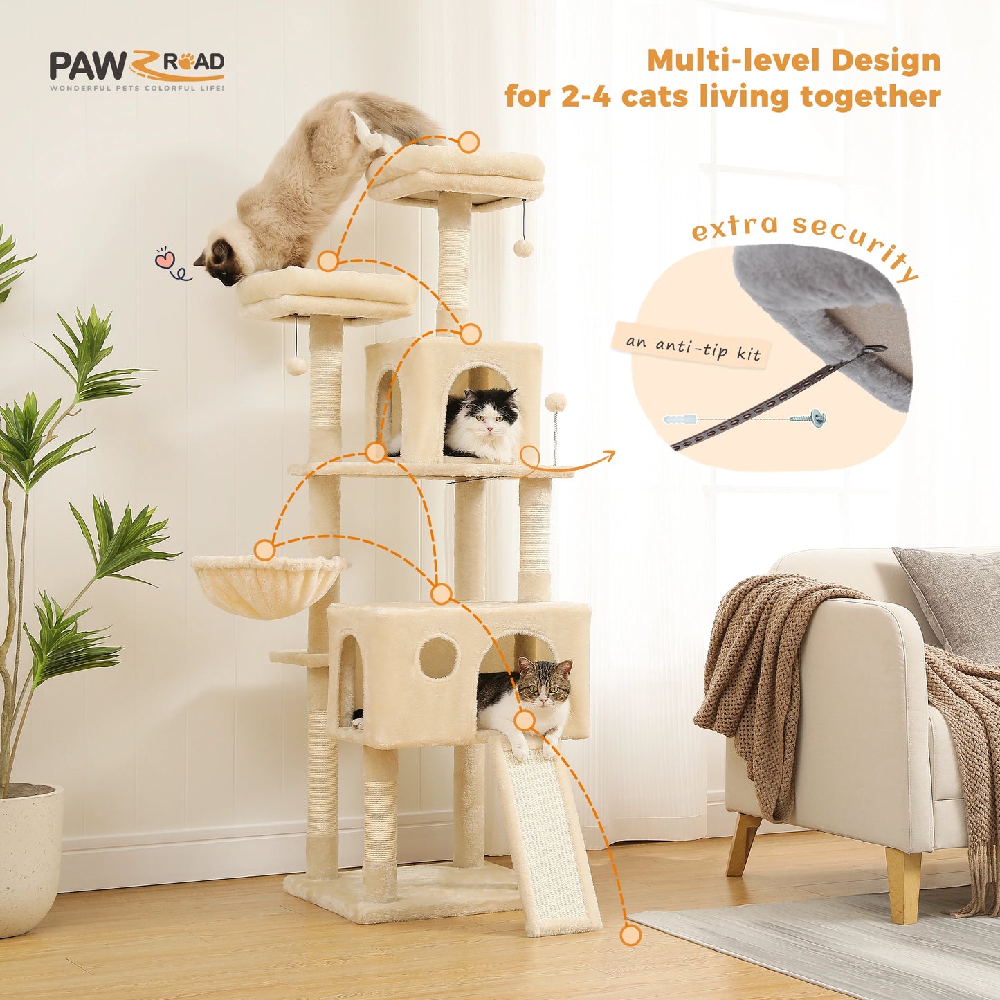 Multi-Level Cat Tree With Cozy Perches