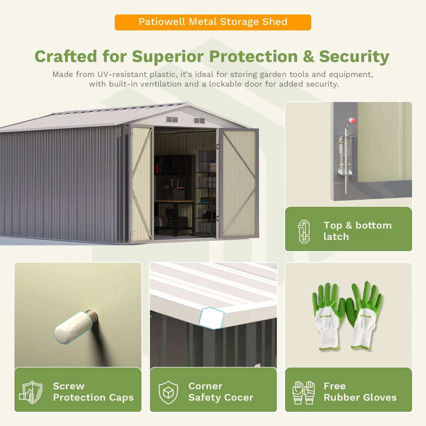 Metal Storage Shed for Outdoor,Utility Tool Storage