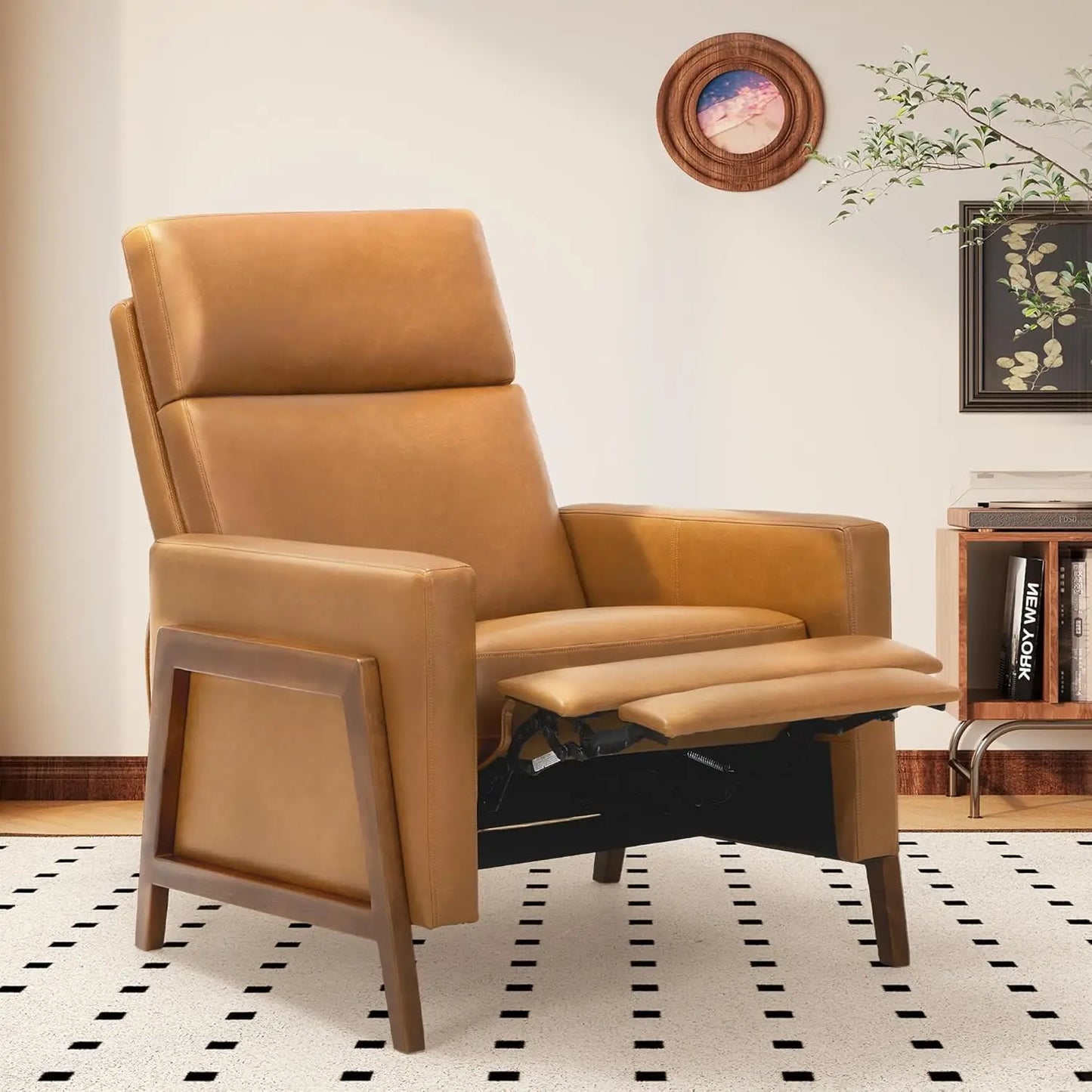 Push Back Recliner Mid Century Modern Wingback Chair